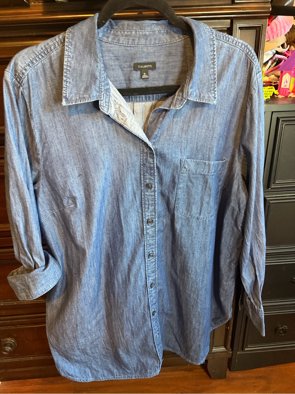 Talbots woman’s Denim-Style Button-Down Shirt - Light Blue